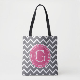 Grau-Zickzack-rosa Monogramm