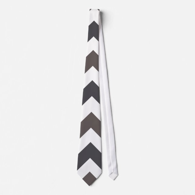 Grau Zickzack Zigzag Muster Krawatte (Vorderseite)