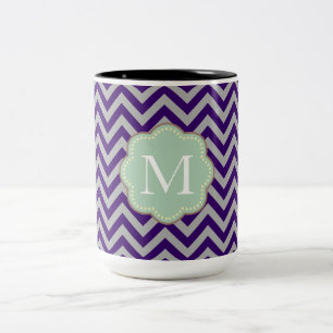 grau Zickzack Zweifarbige Tasse