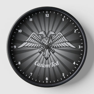 Grauadler mit zwei Heads Wall Clock Uhr