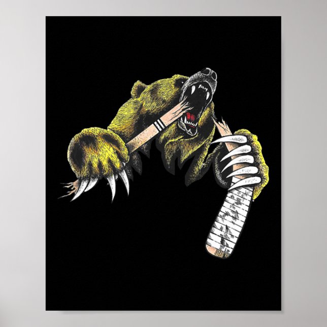 Graubär bricht durch, während er Hockeyschläger L  Poster (Vorne)