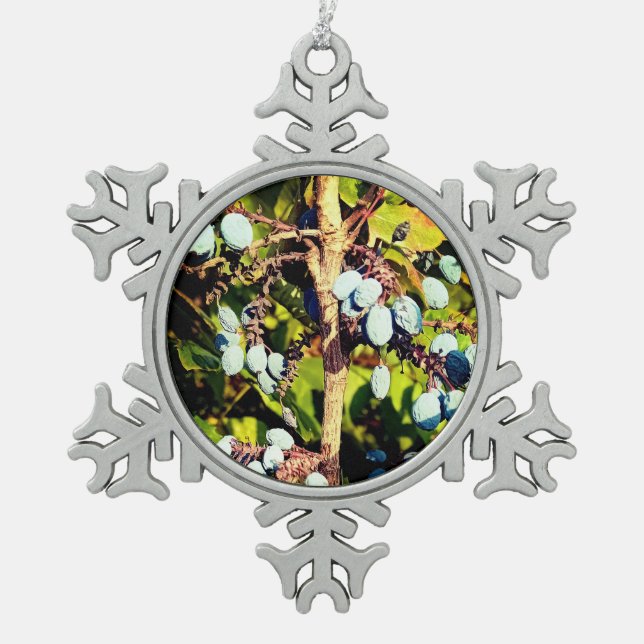Graubeeren Schneeflocken Zinn-Ornament (Vorderseite)