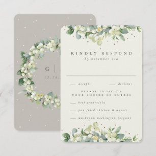 Graubeige/Creme Snowberry + Eukalyptus gerahmtes H RSVP Karte