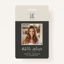 Graubeige QR-Code Modernes minimales Foto abstrakt Ausweis