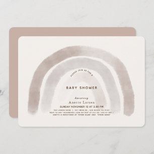 Graubeige Regenbogen Wasserfarbe Kinderdusche Einladung