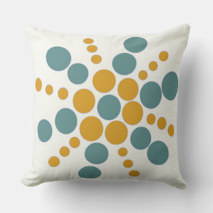 Graublau-gelb-ockerfarbener Stempel Kissen