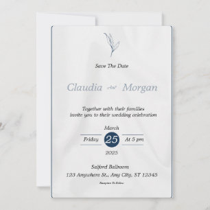 Graublau Save the Date Hochzeitseinladung Einladung