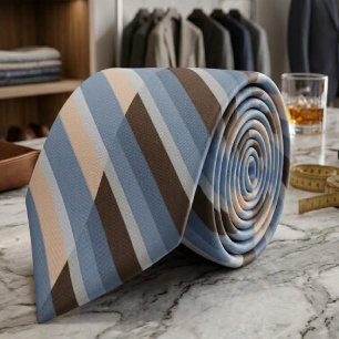 Graublau-Streifen auf geteiltem Beige und Braun    Krawatte