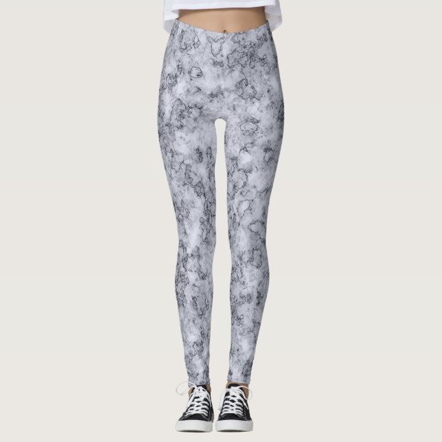 Graublauer Marmor Leggings (Vorderseite)