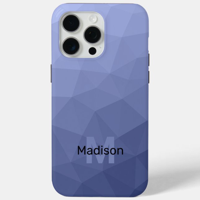 Graublaues geometrisches Maschenmuster Monogram Case-Mate iPhone Hülle (Rückseite)