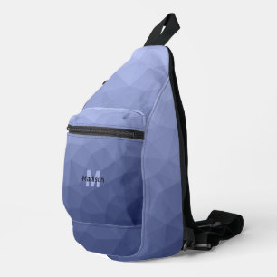 Graublaues geometrisches Maschenmuster Monogramm Crossbody Bag