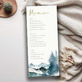 Graublütenblauer Gebirge Pine Wedding Menu Card Einladung