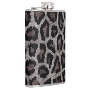 Graubraun, schwarzer Leopard Flachmann