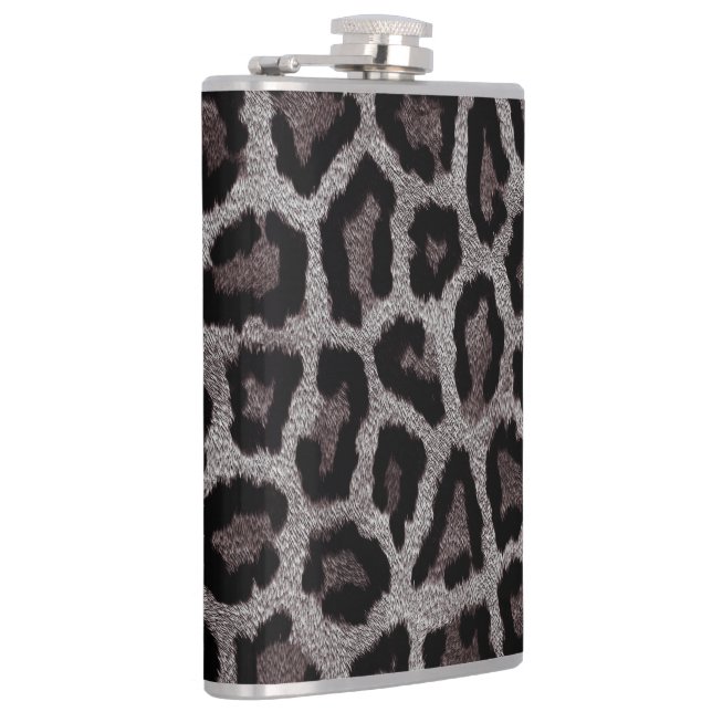 Graubraun, schwarzer Leopard Flachmann (Rechts)