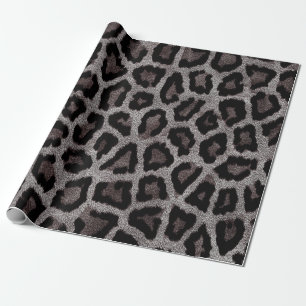 Graubraun, schwarzer Leopard Geschenkpapier