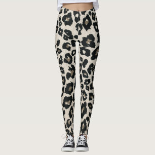 Graubraun, schwarzer Leopard Leggings