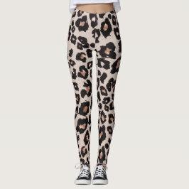 Graubraun, schwarzer Leopard Leggings