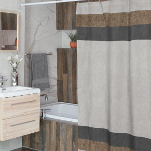 Graubraun Tan Taupe Streifen Farbblock Duschvorhang