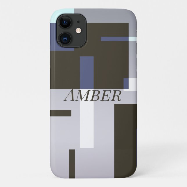 Graubrauner Farbblock Geometrisch Personalisiert Case-Mate iPhone Hülle (Rückseite)