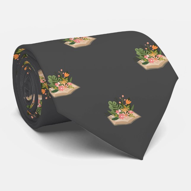 Graubuch und Blume Romantik, Abschluss Krawatte (Gerollt)