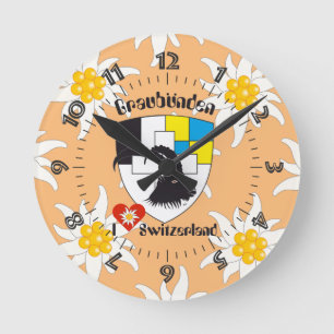 Graubünden Grischun Grigoni Schweiz Svizra Runde Wanduhr