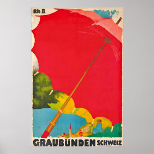 Graubünden Schweiz Vintage Reiseposter Poster
