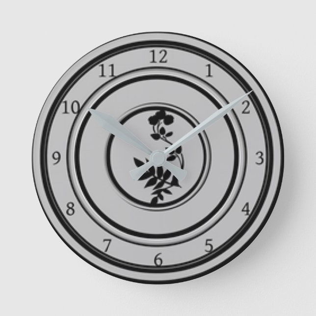 GrauDiner Plate Design Runde Wanduhr (Vorderseite)