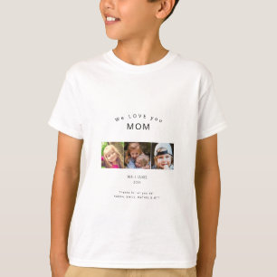 Graue 3-Foto-Meldung Wir Liebe Sie Mama Namen T-Shirt