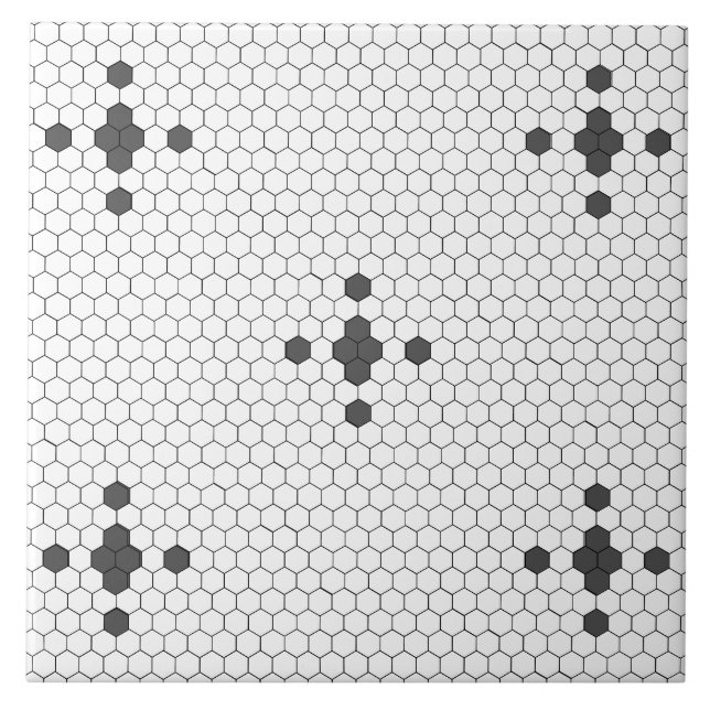 Graue 4-Sterne-Imitate Penny Tile Hexagon Tile Fliese (Vorderseite)
