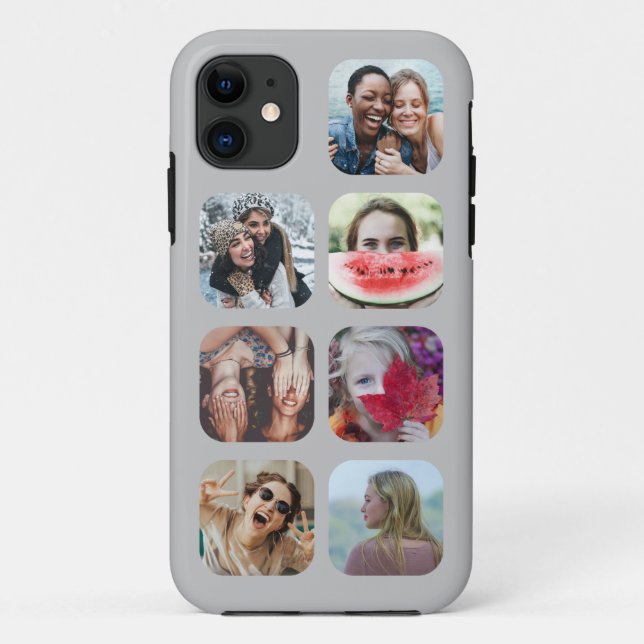 Graue 7 Foto Collage Template iPhone Case (Rückseite)