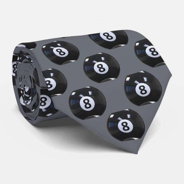 Graue 8 Ball Billard Pool Spieler Cool Krawatte (Gerollt)