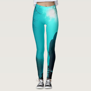 Graue Abbildung in Spuk Holzkonstruktion Leggings