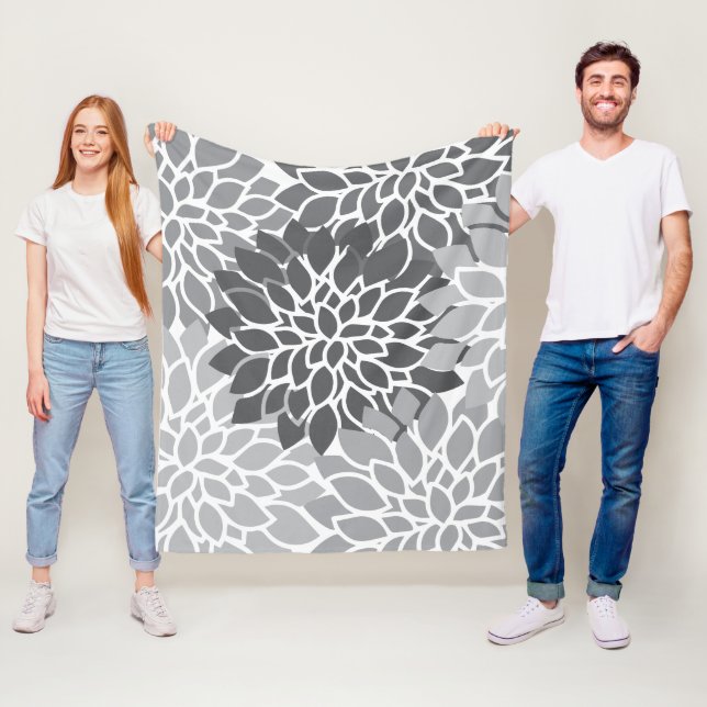 Graue Abstrakte Blume Fleecedecke (Beispiel)