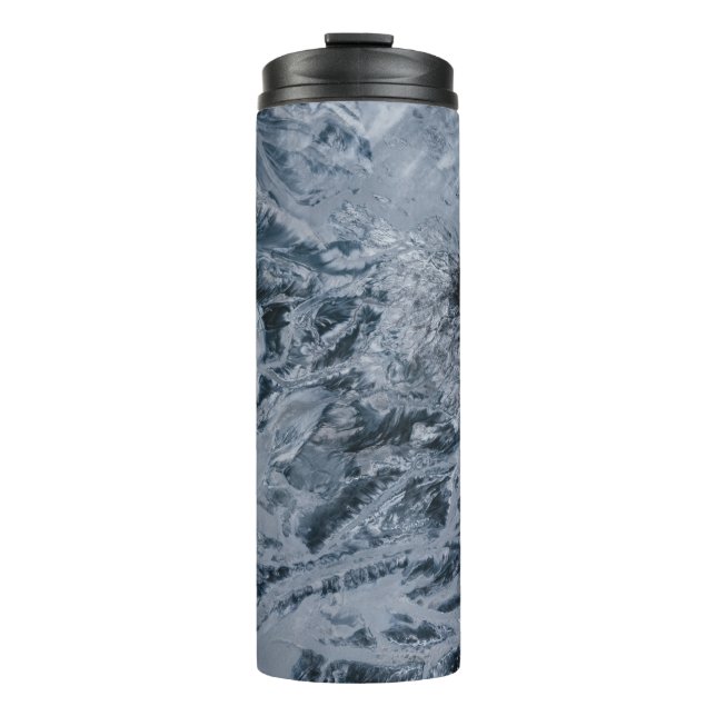 Graue abstrakte Malerei Thermosbecher (Vorderseite)