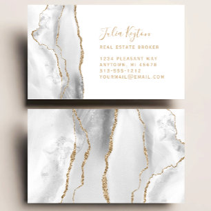 Graue Achat-Geode Gold-Glitter-Immobilien Visitenkarte