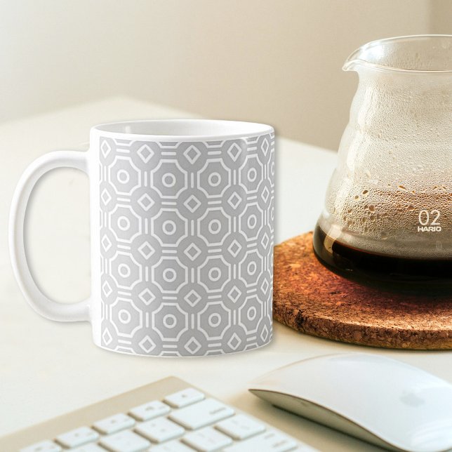 Graue achteckige Schachbrett-Tasse Kaffeetasse (Von Creator hochgeladen)