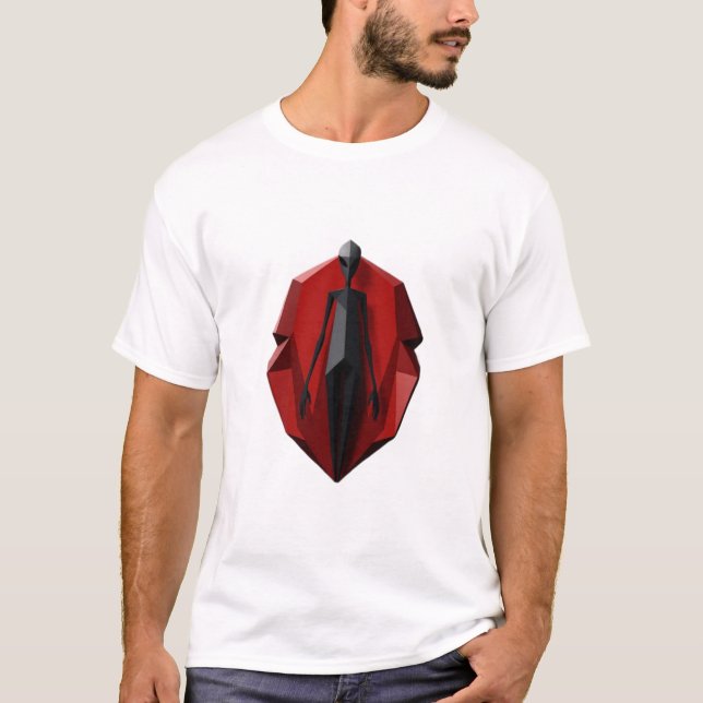 graue Alien auf einem Blutsteingebirge T-Shirt (Vorderseite)