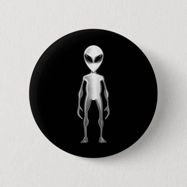 Graue Alien Button (Vorderseite)