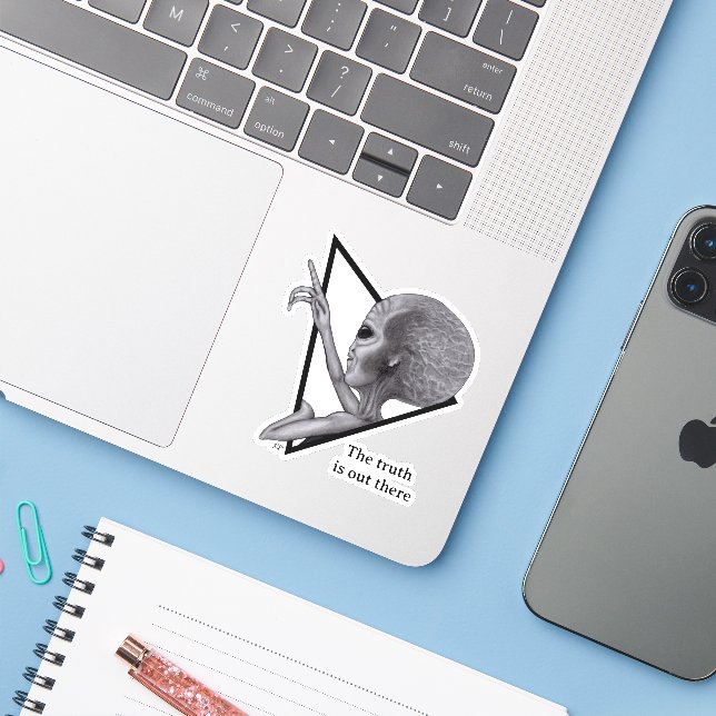 Graue Alien, die Wahrheit ist da draußen Aufkleber (Laptop mit iPhone)