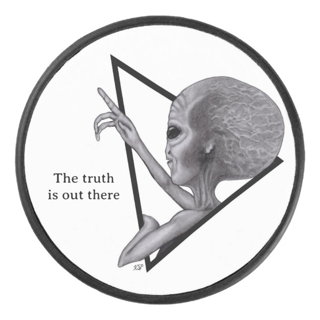 Graue Alien, die Wahrheit ist da draußen Eishockey Puck (Vorderseite)