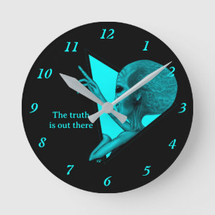 Graue Alien, die Wahrheit ist da draußen Runde Wanduhr