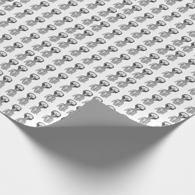 Graue Alien Geschenkpapier (Ecke)