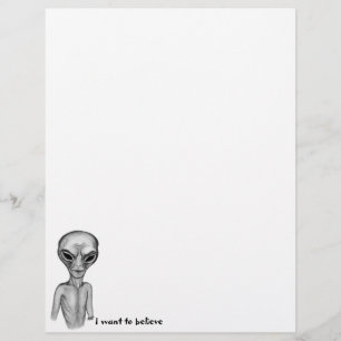 Graue Alien, ich wollte, Letterhead zu glauben Briefbogen