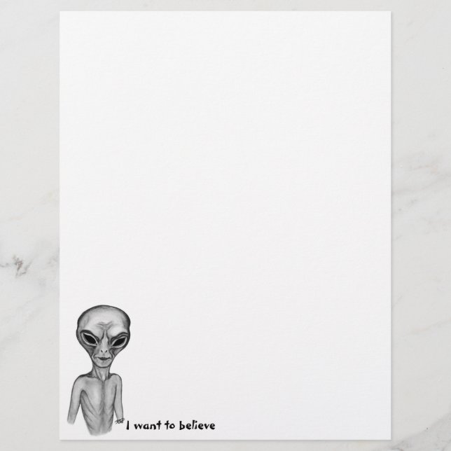 Graue Alien, ich wollte, Letterhead zu glauben Briefbogen (Vorderseite)