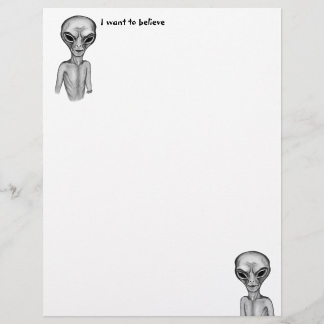 Graue Alien, ich wollte, Letterhead zu glauben Briefbogen (Vorderseite)