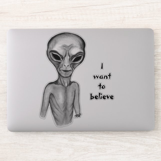 Graue Alien, ich wollte, Sticker zu glauben (Computer)
