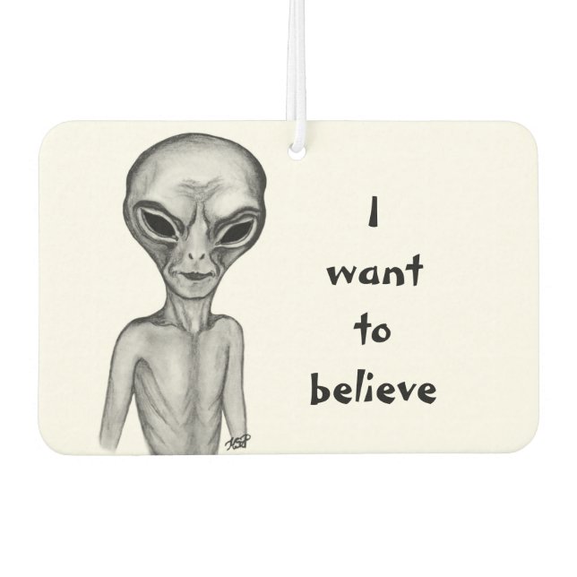 Graue Alien, ich wollte zu glauben Autolufterfrischer (Vorderseite)
