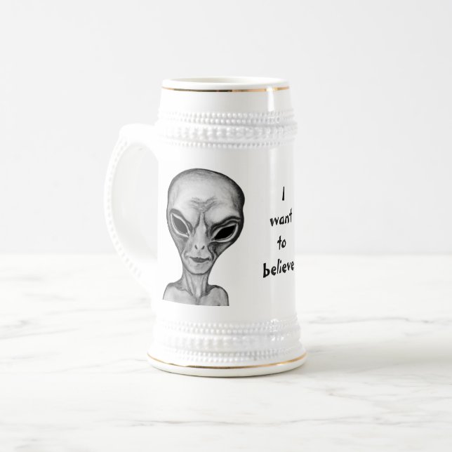Graue Alien, ich wollte zu glauben Bierglas (Vorderseite Links)