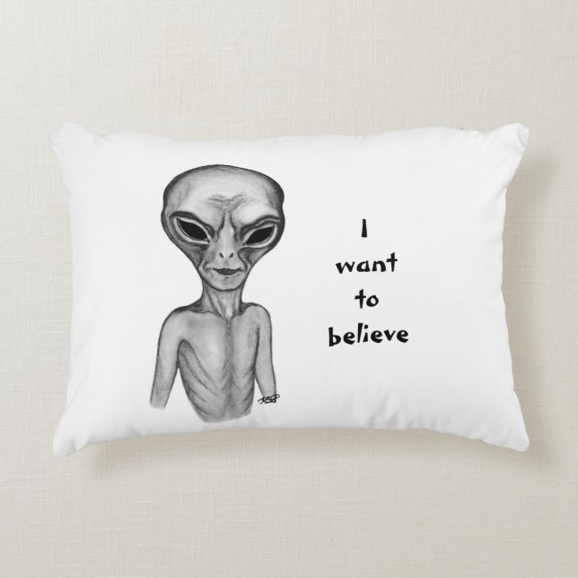 Graue Alien, ich wollte zu glauben Dekokissen (Vorderseite)