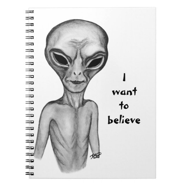 Graue Alien, ich wollte zu glauben Notizblock (Vorderseite)